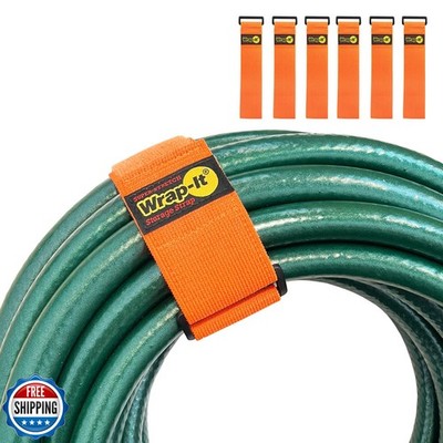 Super-Stretch Wrap-It Storage Straps - (6) 18'' Orange - Elastic Hook and Loop