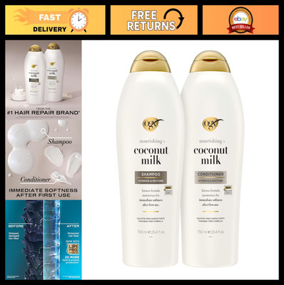 Nourishing Coconut Milk Shampoo & Conditioner Set - Moisturizing Hair Care, 2 Pa