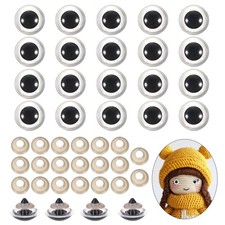 30mm Safety Eyes, 20Pcs Realistic Doll Crocheting Safety Eyes Clear