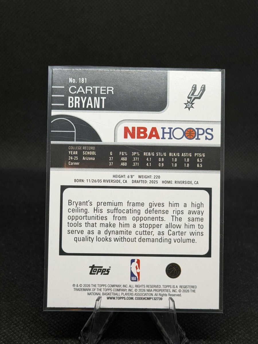2026 Topps NBA Hoops - Carter Bryant #181 (RC) | eBay