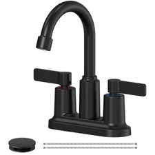 Matte Black Bathroom Sink Faucet 3 Hole 4 Inch Centerset Bathroom Faucets