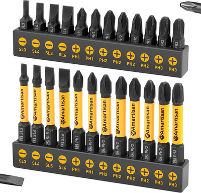 Amartisan 24-Piece Screwdriver Bit Set | Magnetic Slotted Phillips Driver Bit Se