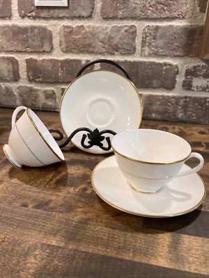 Vintage Set Of 2 Royal Doulton Regent Cups & Saucers H.4986 Fine Bone China
