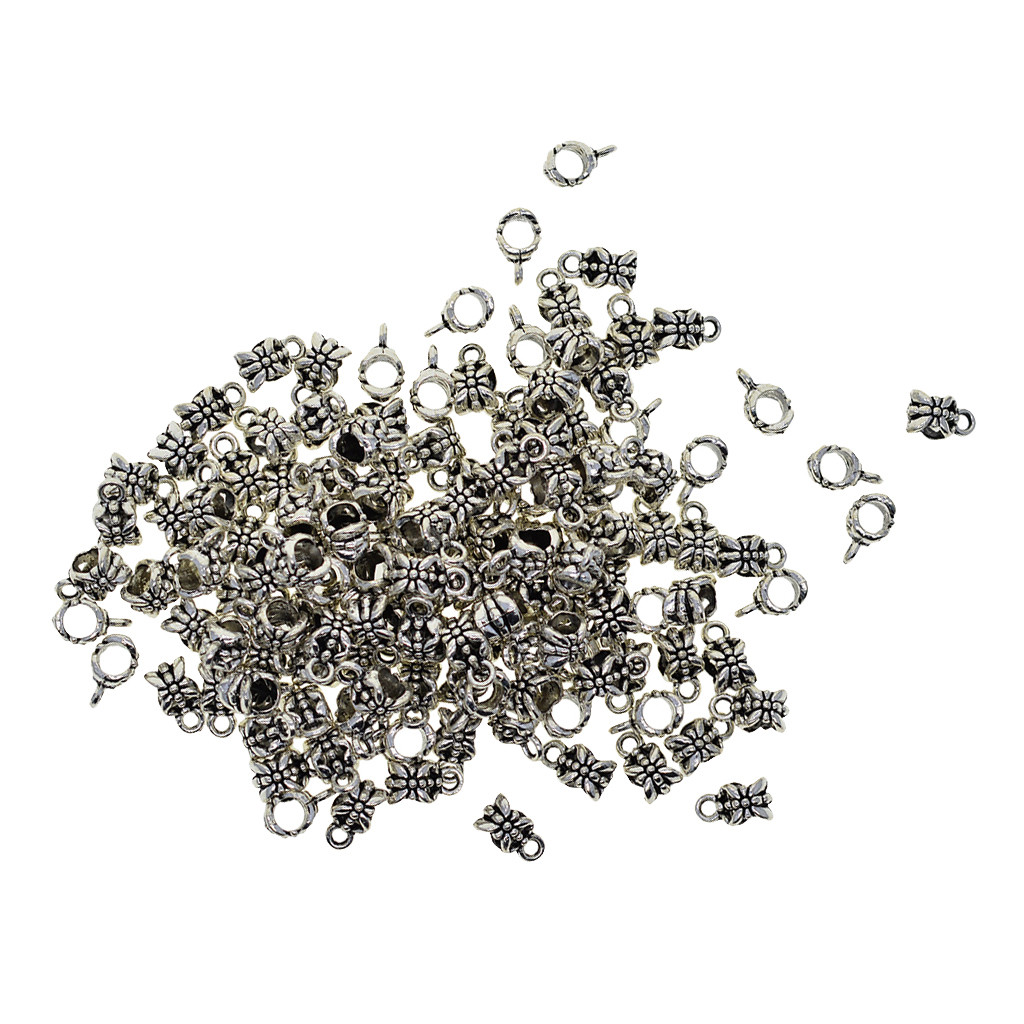 100 Tibetan Silver Connectors Bails Hanger Beads Fit European Charm