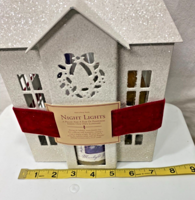 White Barn Co Bath & Body Works 2pc Glitter House Luminary  White Barn Co Bath & Body Works 2pc Glitter House Luminary Candle Gift Set RARE main image 1