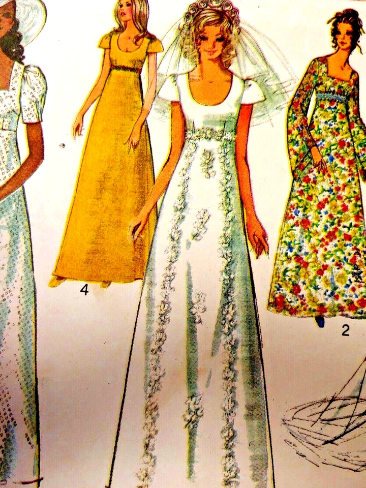 Simplicity 9936 Misses Bridal Gown Size 12 Bust 34 VTG Miss Bride Wedding  UNCUT - Image 3 of 4