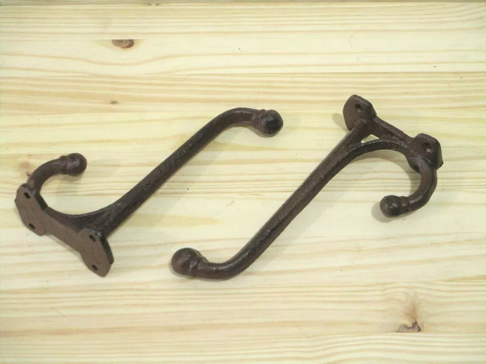 8 LARGE HARNESS HOOKS RACK COAT HAT RUSTIC CAST IRON BARN HEAVY DUTY 7 1/2" LONG - Image 3 of 4