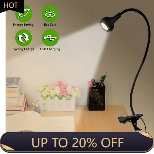 USB Reading Light Flexible LED Light Laptop Clip on Bed Desktop USA Black