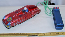 JAGUAR 1957 D TYPE RACE CAR TIN BATTERY TOY BY ASC JAPAN
