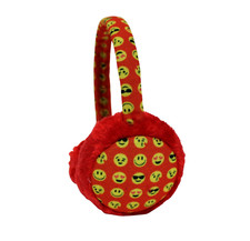 Emoji Warm Earmuffs Soft Padded Fleece One Size Adult Teens Red