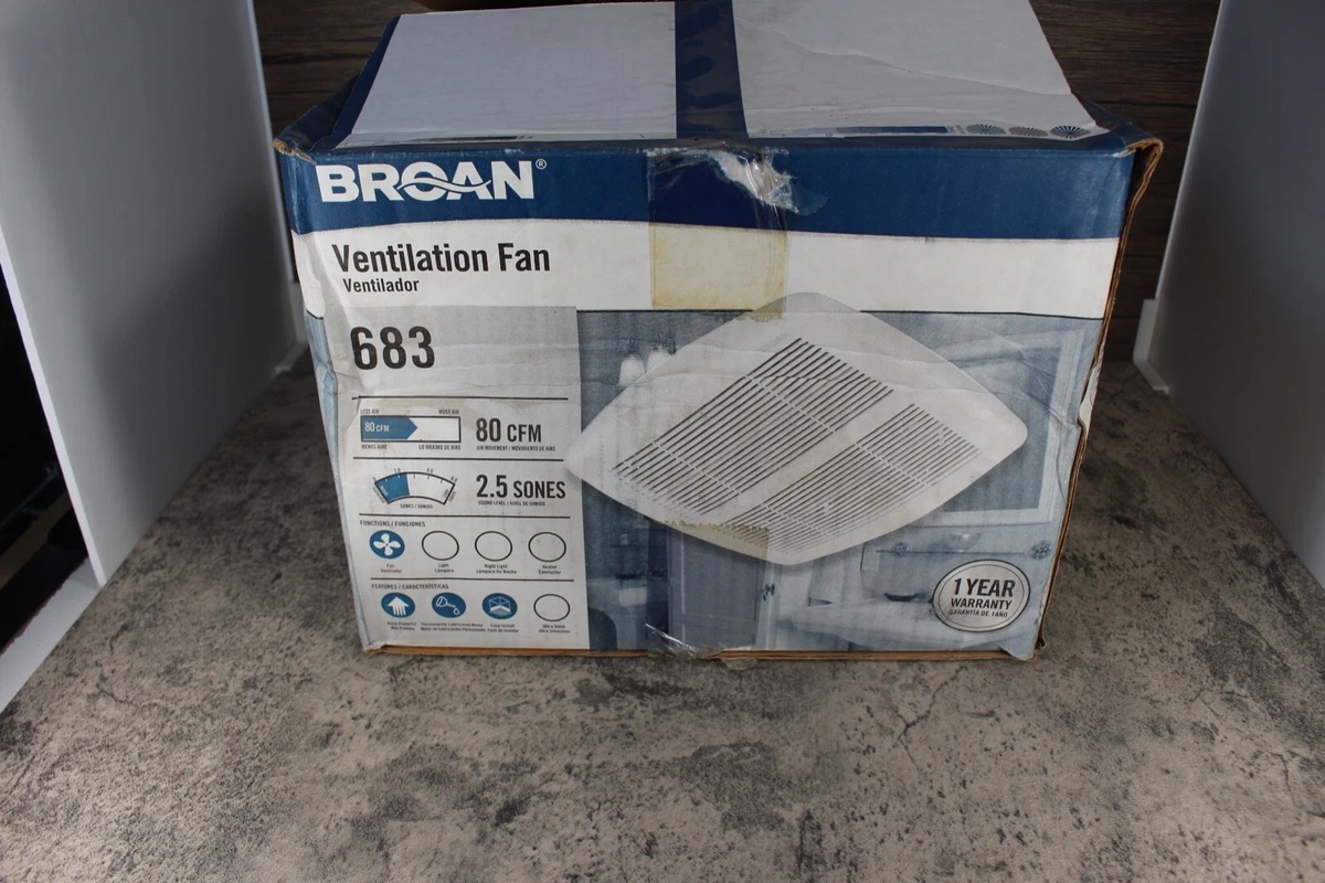 Broan HD80L 80 CFM Ventilation Fan with Light Exhaust 2.5 Sones | eBay