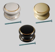 Packs Of White, Cream, Black Cabinet Drawer Knobs Single Goldline Design  Bolts