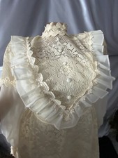 Antique Edwardian Lace Dress Floral Lace Maxi Ruffle Bridal Vintage BOW RUFFLED