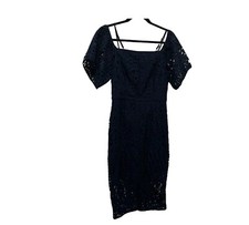 Chelsea 28 Lace Eyelet Crochet Navy Blue Dress Short Sleeves Womens Size 6