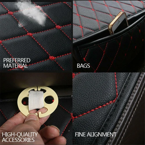 Black White Car Seat Cover Breathable PU Leather Mat for Rear Back Seat Cushion  - Imagen 6 de 11
