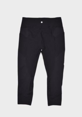 Lululemon Leggings Womens 12 Cropped 24'' Black Athletic Game Point Pockets