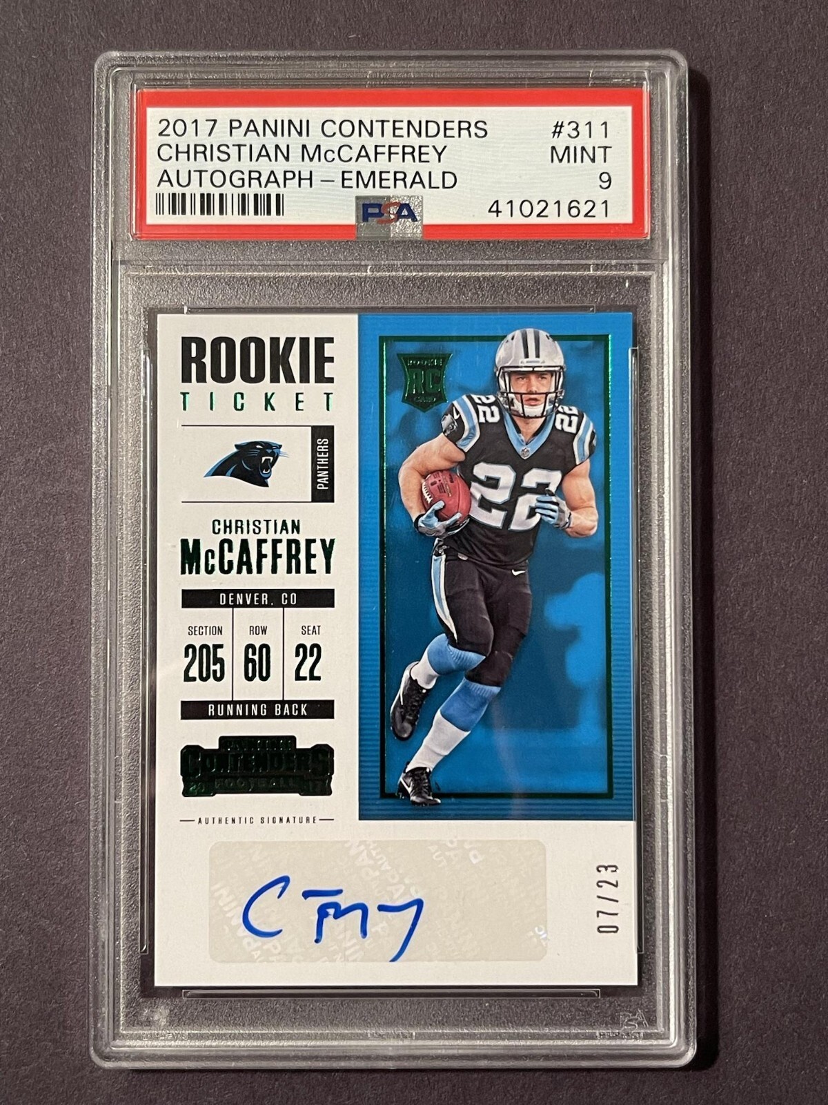 Christian McCaffrey Panini Playoff Contenders Rookie Ticket Rps Autograph Preview Set #311 Base