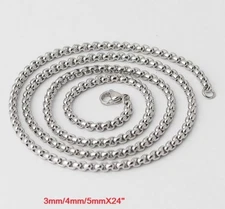 24" MEN Women Stainless Steel 2mm/3mm Square Rolo Box Chain Necklace
