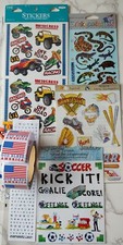 Sports Themed Sticker Lot Scrapbook Embellishments Flag Soccer Trucks Baseball
