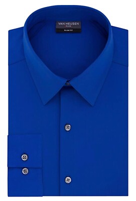 NEW Van Heusen Men's Dress Shirt Slim Fit Flex 3 Empire Blue 14-14 1/2  34-35 | eBay