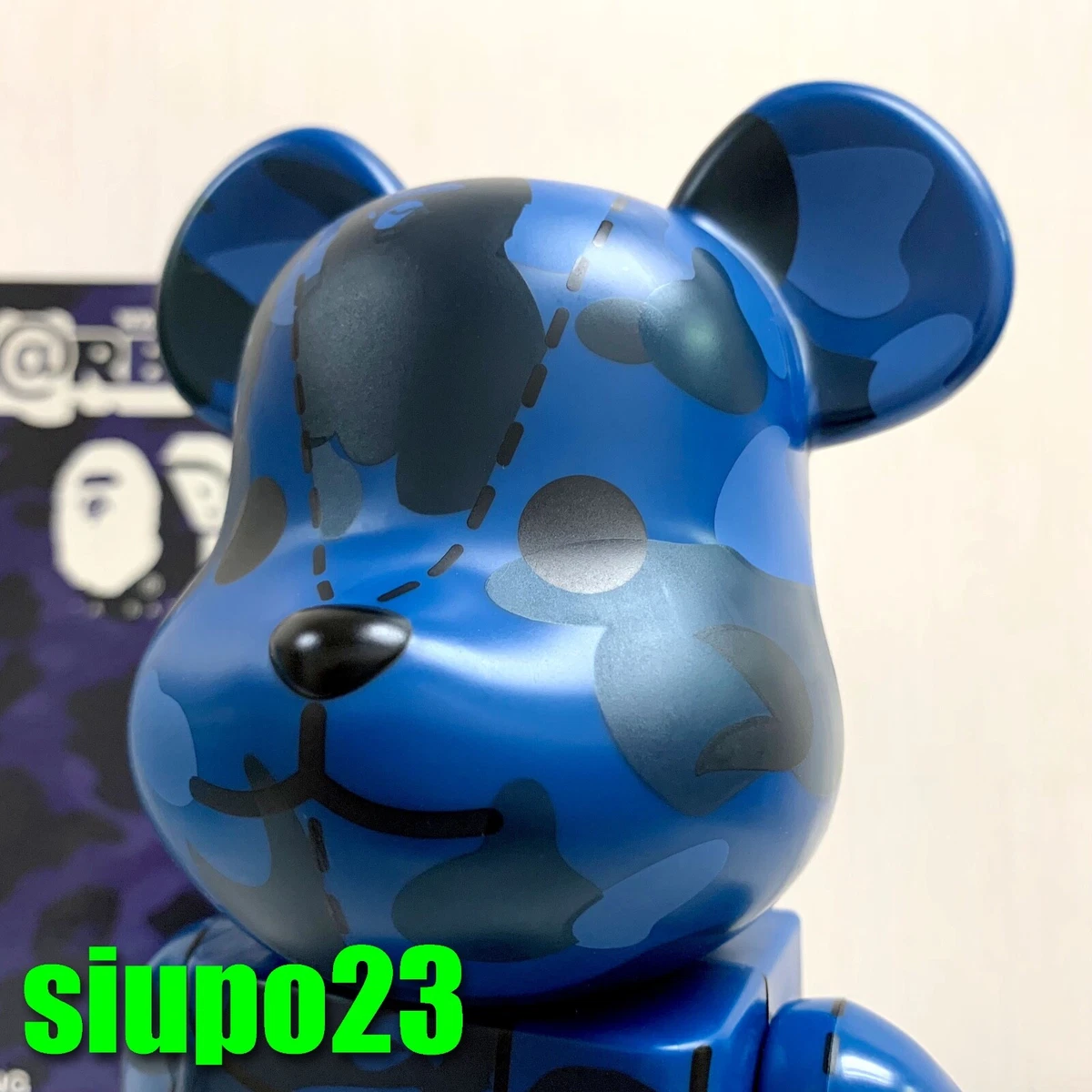 Medicom 400% Bearbrick ~ A Bathing Ape Bape Play Be@rbrick 2006 Camo Blue