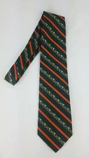 Vintage Richman Brothers Necktie Green/Orange Striped 100% Silk Retro Style Tie