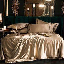 Luxury Solid Color Bedding Set Soft Quilt Cover Bed Sheet Pillowcases Bedclothes