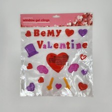 Pink Red Hearts Valentine's Day Window Gel Clings Teacher Supply Decor 3 Pack