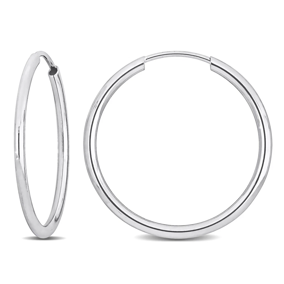 Amour 14k White Gold 20mm Hoop Earrings