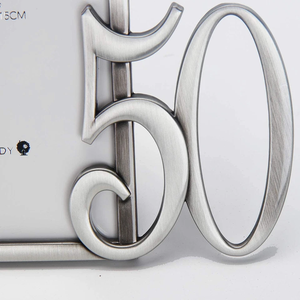 Marco de fotos 50 aniversario dorado, regalos decoraciones 50 cumpleaños Foto 2 de 4