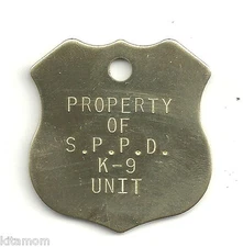 BRASS Large/Medium Badge Police Sheriff K-9 Patrol Dog Pet ID Tag
