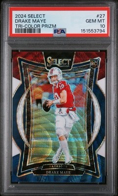 2024 Panini Select - Concourse Drake Maye #27 Tri-Color Prizm /299 (RC) PSA 10