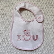 Carters Just one you I love you Pink Teddy Bear Flower Bib One Size