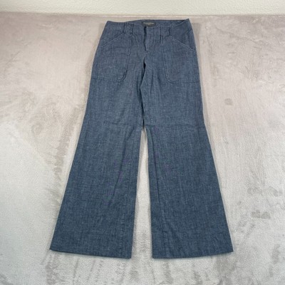 Vintage Banana Republic Wide Leg Pants Women 6 Blue Chambray Denim Patch Pockets