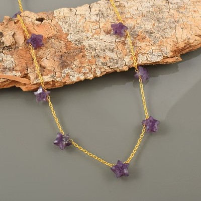 Celestial Star Gemstone Necklace Gold Plated 925 Sterling Silver Clasp