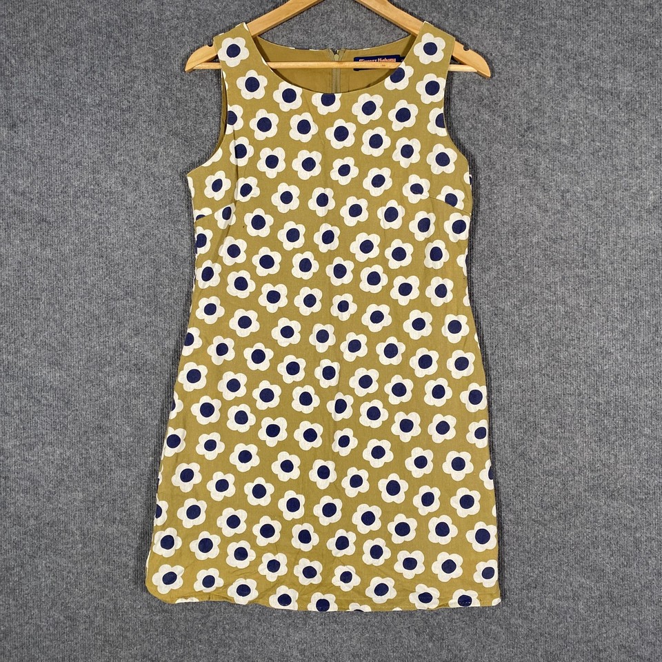 Princess Highway Dress Womens 10 Green Daisy Floral Linen Shift Mini 2H