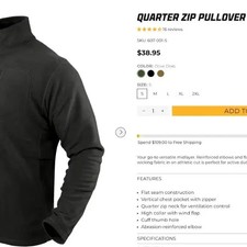 Condor Quarter Zip Fleece Pullover Black Size M 100