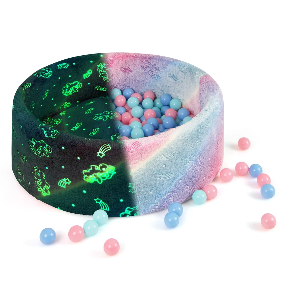 COSTWAY 90 x 30 cm Baby Ball Pit Glow in the Dark Round Ball Pool-Colorful - Image 4 of 4