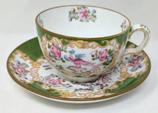 Minton 4863 Green Cockatrice Tea Cup And Saucer Antique