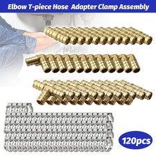 120PCS 1/2" PEX Fittings Set Elbow Tee Coupling Brass Crimp Kit