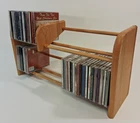Wooden Storage Rack CD Rack Holder 20 in. / holds over 80 CDs vtg