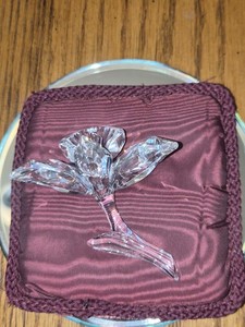 SWAROVSKI CRYSTAL FIGURINE THE PINK ORCHID FLOWER WITH BASE 200287