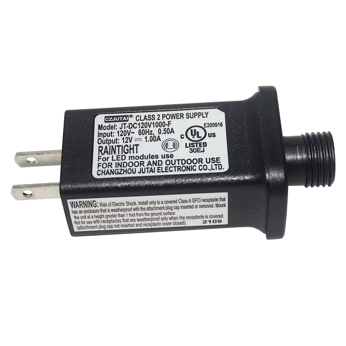 12V 1A Class 2 Power Supply, CZJUTAI JT-DC120V1000-F UL Listed LED