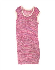 VINTAGE Womens Sleeveless Jumper Dress UK 14 Medium Pink Striped DH61