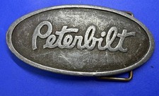 Peterbilt Trucking Company Truck Trucker Advertising Silver Color Belt Buckle