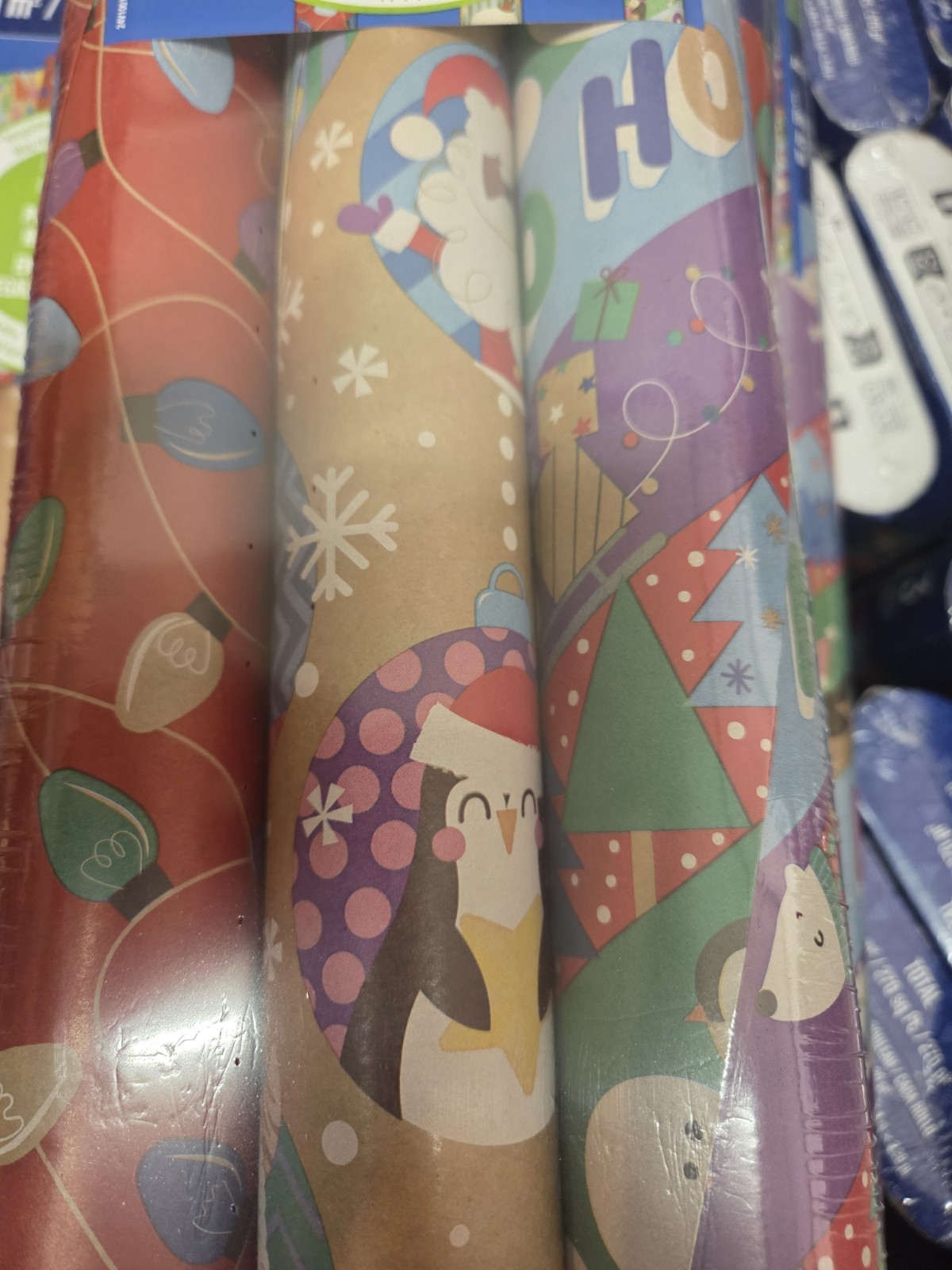 Reversible Double Sided Christmas Gift Wrapping Paper, Kirkland Trio Roll