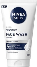 NIVEA MEN Sensitive Face Wash XXL (150ml), Soap-Free Face Wash for Men, Facial 