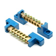 2Pcs Ground Bus Bar Terminal Block, Terminal Positions Wire Screw Terminal Brass