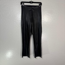 Commando Faux Leather Leggings Womens Large Black High Rise Ankle Stretch Fit