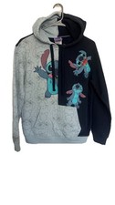Disney Lilo and stitch hoodie Sweatshirt, Blue Navy Color Block pull over adult